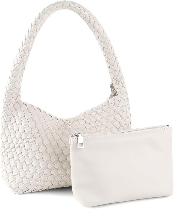 Woven Handbag for Woman Vegan Leather Shoulder bag and Purse Small Fashion Shopper Totes Ladies U... | Amazon (US)