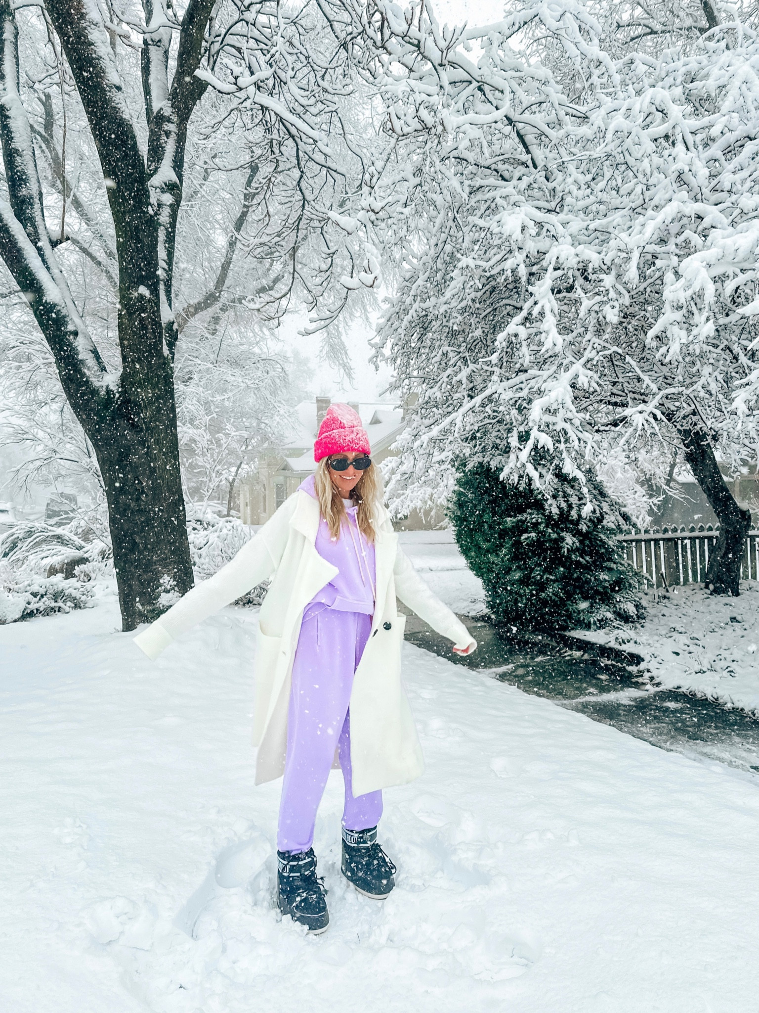 Size XS hoodie and S joggers, moon boots size up; coat size S 

#LTKSeasonal #LTKfindsunder100 #LTKstyletip