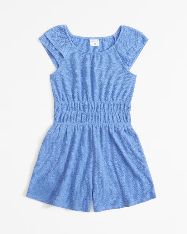 short-sleeve textured knit romper | Abercrombie & Fitch (US)