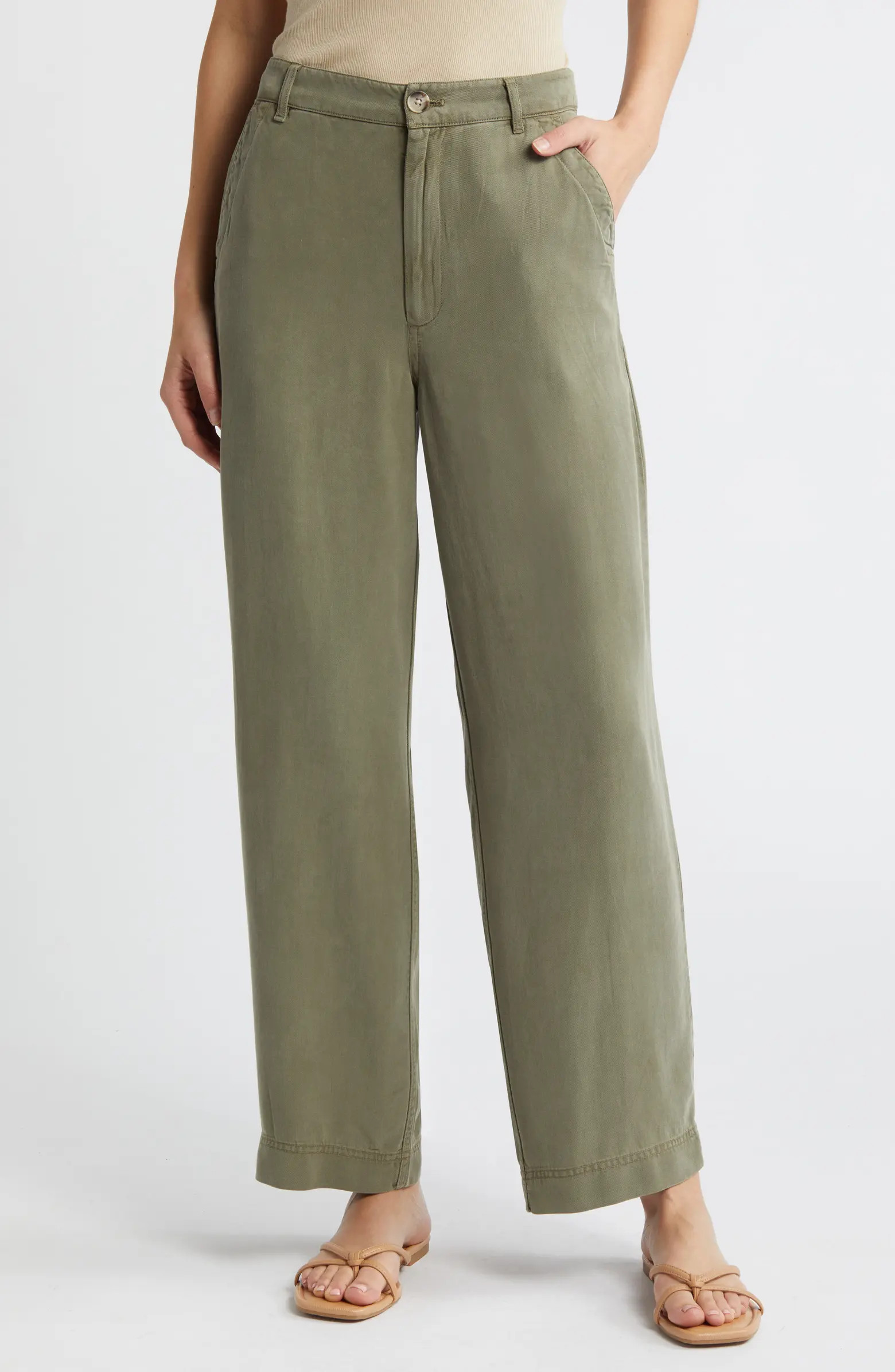 Treasure & Bond Flat Front Straight Leg Pants | Nordstrom | Nordstrom