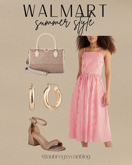 ✨Walmart Summer Style 

Walmart finds, Time and Tru block heel, Free Assembly square neck midi dress, Time and Tru gold hoops, Time and Tru satchel handbag 