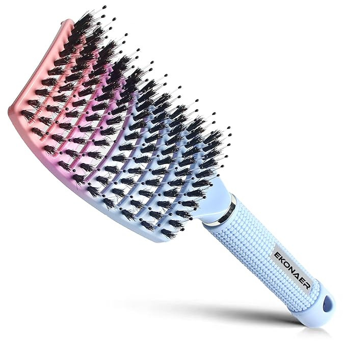 Detangling Brush Boar Bristles Hair Brush for Adult & Kids Wet or Dry Hair,Curved and Vented Deta... | Amazon (US)