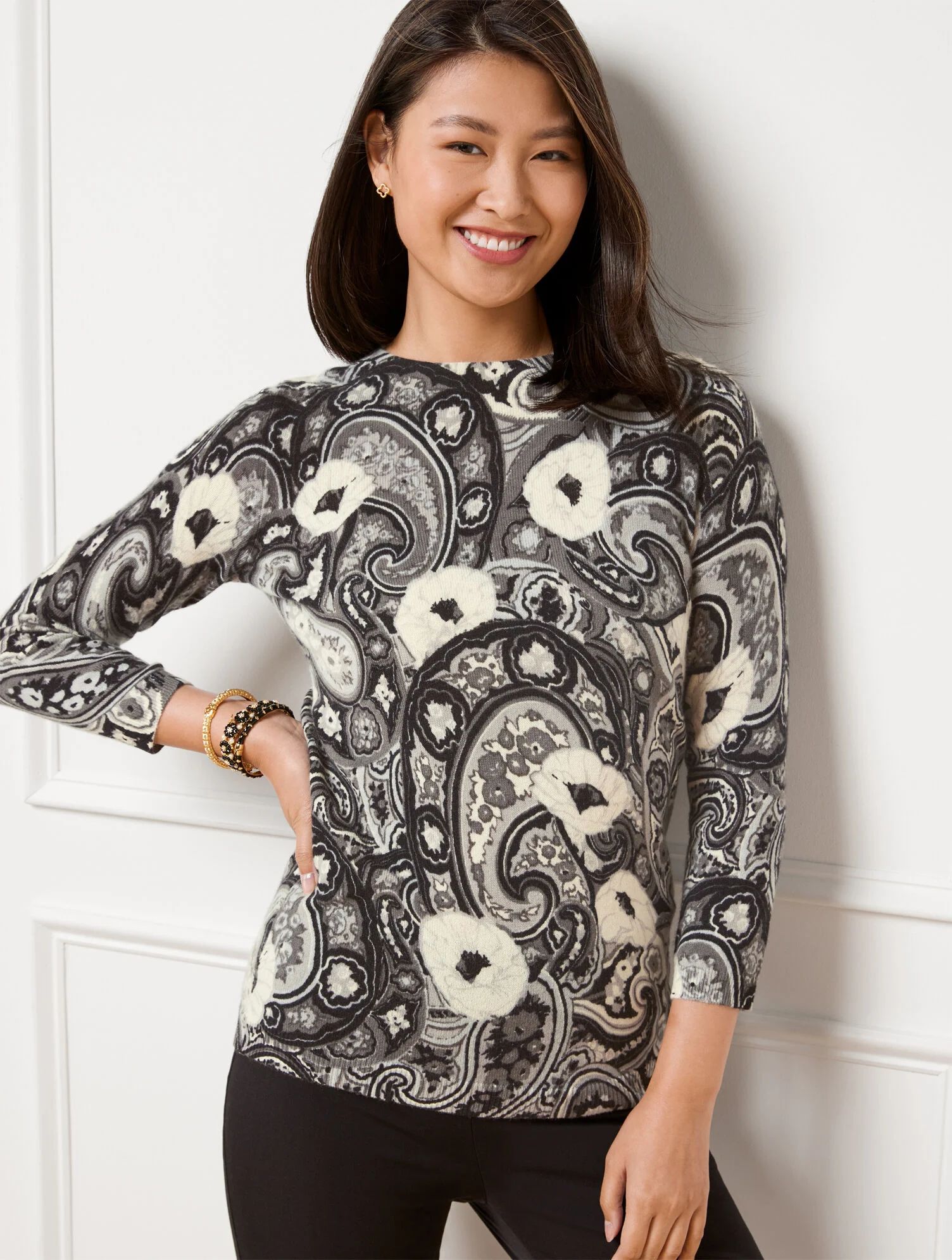 Audrey Cashmere Sweater - Abstract Paisley | Talbots