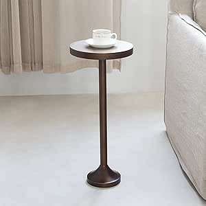 COZAYH Small Pedestal End Table, Metal Base Side Table, Drinking Table with Scratching Distressed... | Amazon (US)