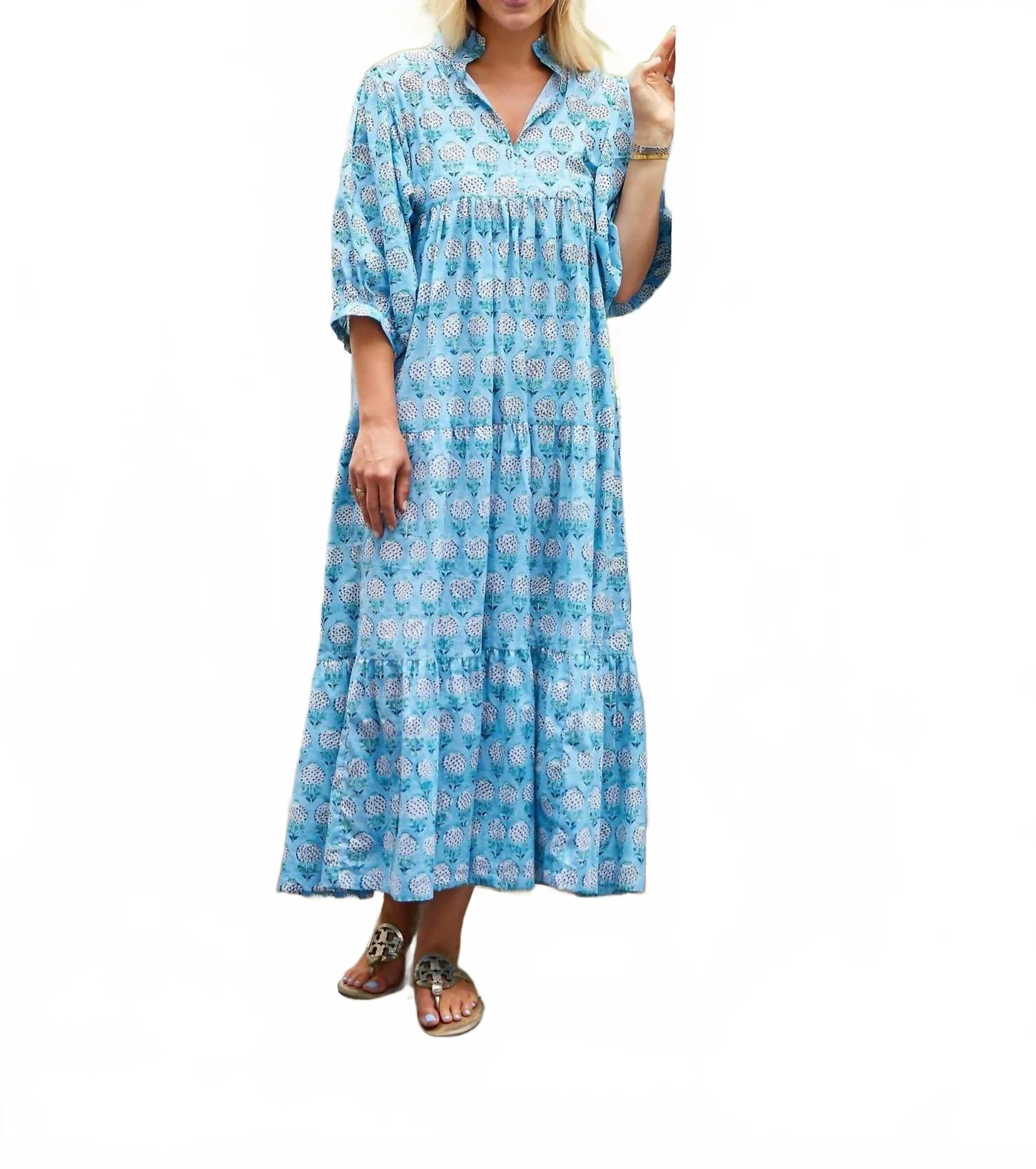 The Hydrangea Palmetto Dress In Blue | Shop Simon