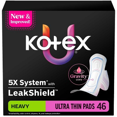 Kotex Ultra-Thin Heavy Absorbency Pads with Wings - 46ct | Target