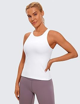 CRZ YOGA Butterluxe Womens Racerback Workout Tank Tops High Neck Sleeveless Camisole Athletic Gym... | Amazon (US)