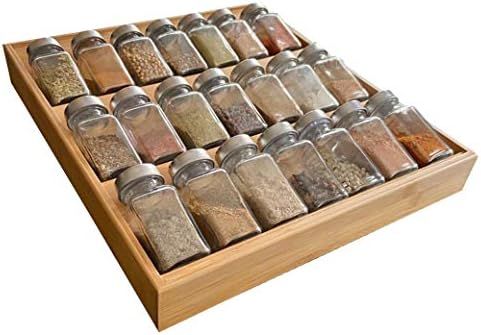 Simhoo Bamboo Spice rack In-Drawer Kitchen Cabinet Spice 21 Bottle Holder Tray for Storage/Organi... | Amazon (US)