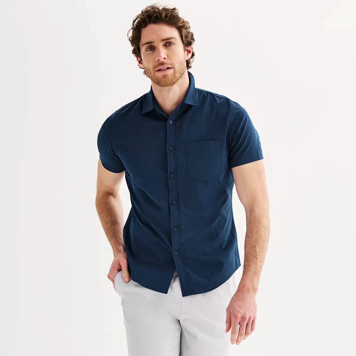 Men's FLX Slim Performance Untucked-Fit Button Down Shirt | Kohl's