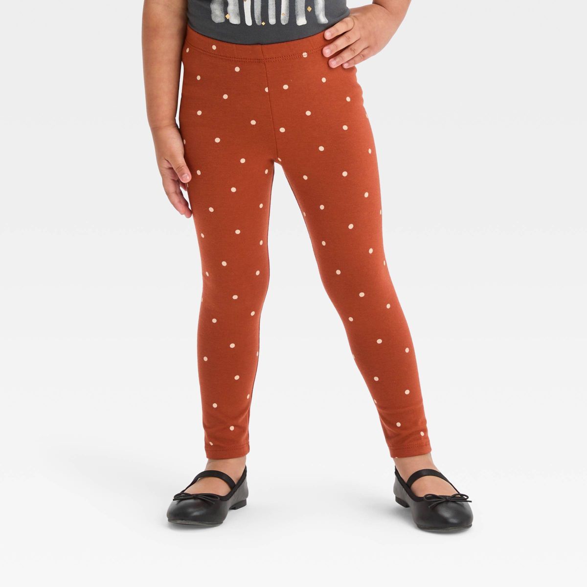 Toddler Girls' Dot Leggings - Cat & Jack™ Dark Orange | Target