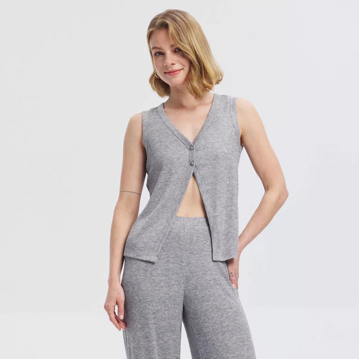 Women's Light Sweater Knit Flyaway Tank Top - A New Day™ Heather Gray XS | Target