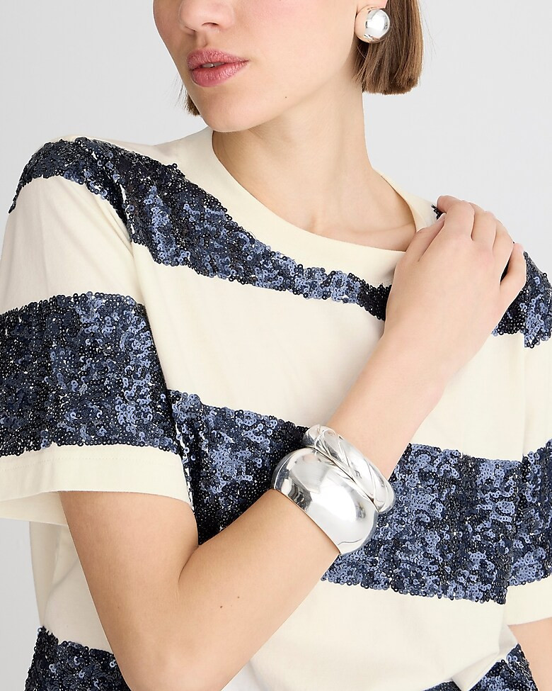 Broken-in jersey T-shirt in sequin stripe | J. Crew US
