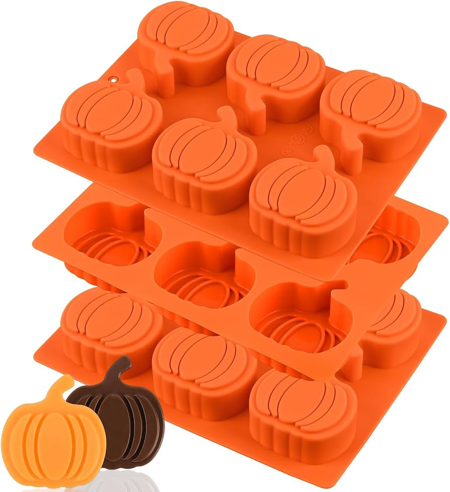 WMKGG 3 Pack Pumpkin Silicone Mold, 6-Cavity Pumpkin Cake Pan | Amazon (US)