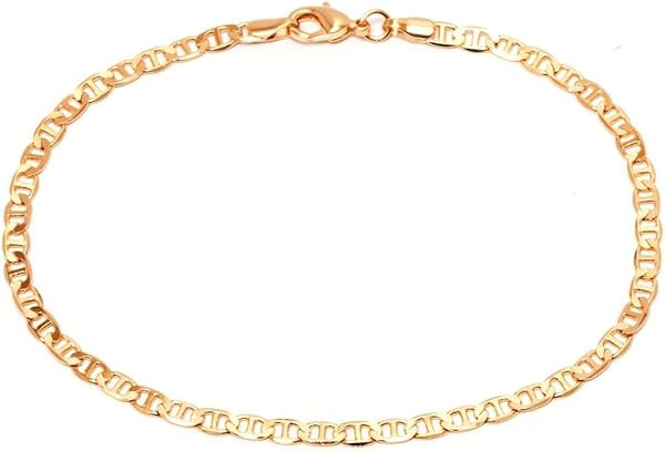 Barzel 18K Gold Plated Flat Marina Link Anklet for Women - Made In Brazil | Amazon (US)