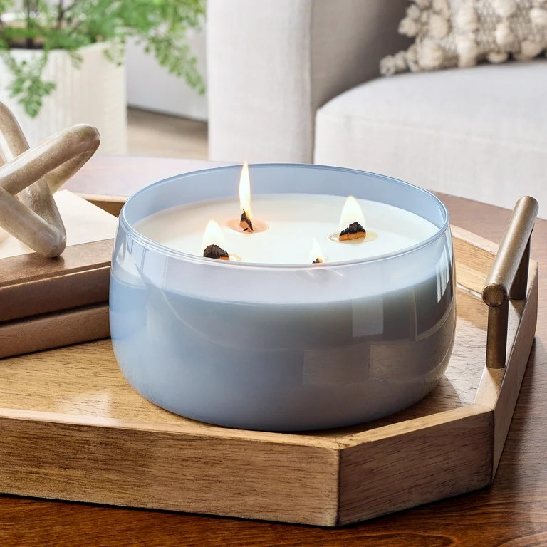 Better Homes & Gardens Intense Oceanside Flannel Scented Wooden 4-Wick Glass Jar Candle 60oz. | Walmart (US)