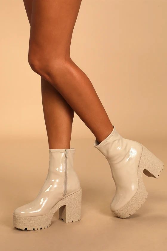 Outlast Bone Patent Platform Ankle Boots | Lulus (US)