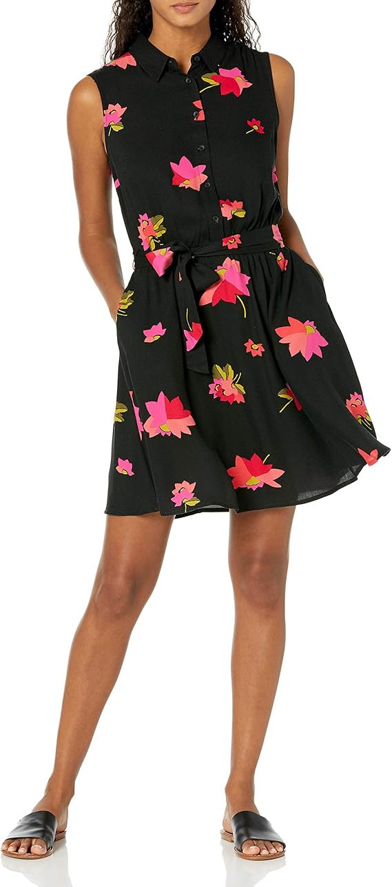 Amazon Essentials Women's Sleeveless Woven Shirt Dress | Amazon (US)