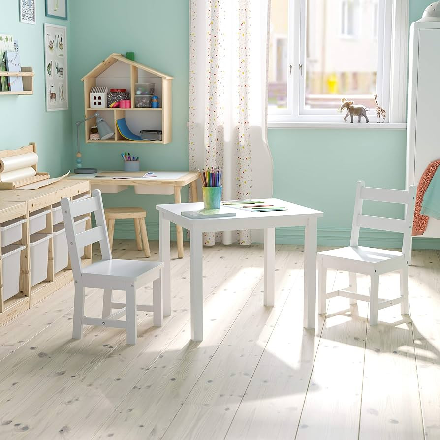 Flash Furniture Kyndl Kids Solid Hardwood Table and Chair Set for Playroom, Bedroom, Kitchen - 3 ... | Amazon (US)