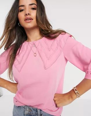 Vero Moda blouse with oversized prairie collar in pink | ASOS (Global)