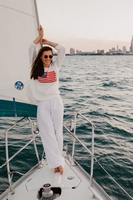 Boat day- Ralph Lauren vibes for less! Wearing a medium in the flag sweater. Linen pants fit TTS and are some of my most worn! 

#LTKFindsUnder50 #LTKFindsUnder100