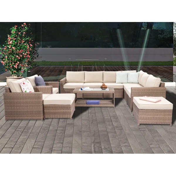 Kaytelyn 11 Piece Rattan Sectional Seating Group | Wayfair North America