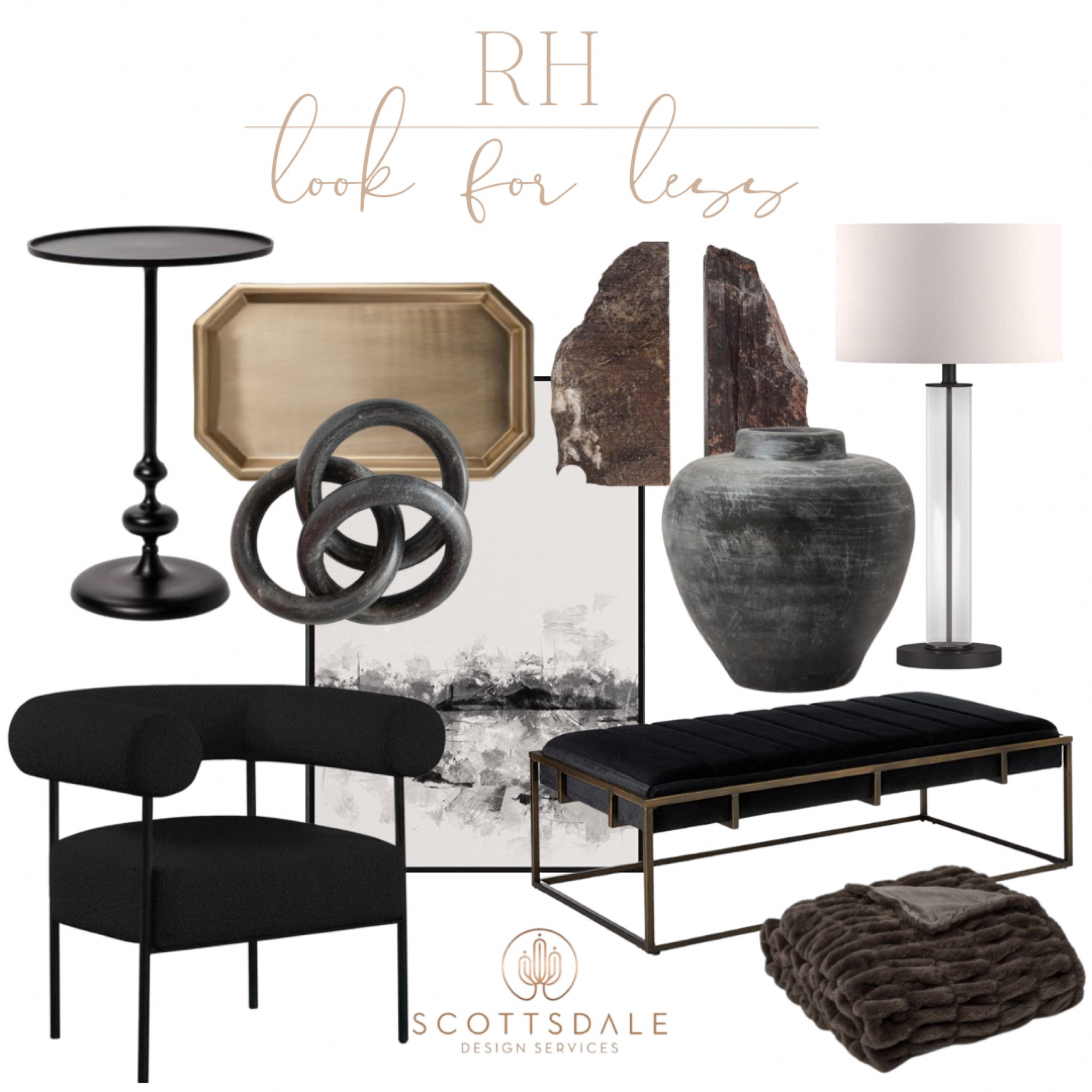 RH look for less curated finds!🤍

Home decor, chair, bench, brass tray, black table, lamp, black vase, faux fur throw blanket, modern wall art, rh, restoration hardware, book ends, neutral home decor

#LTKstyletip #LTKhome #LTKFind