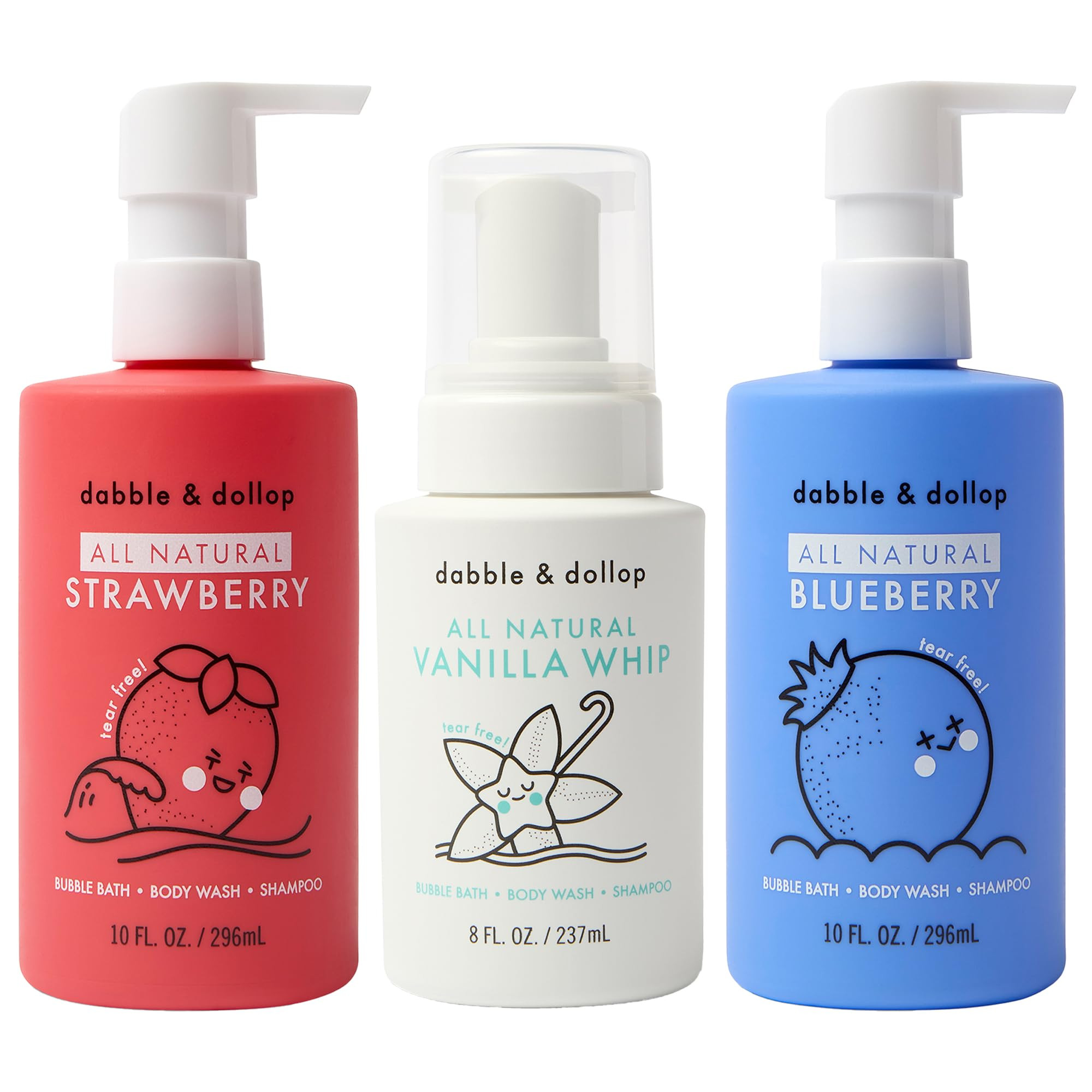 Dabble & Dollop USA Bundle, 3-in-1 Natural Bubble Bath, Body Wash & Shampoo for Kids, Paraben & S... | Amazon (US)