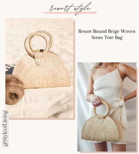 Resort bound beige woven straw tote bag from Lulus! One size. Half moon style tote bag with two large handles and a scalloped edge. Beach bag. Vacation style fashion accessories.

#LTKItBag #LTKTravel #LTKFindsUnder50