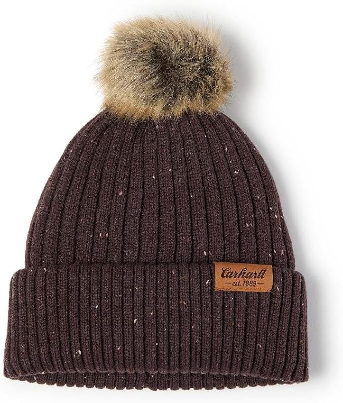 Carhartt Womens Knit Faux Fur Pom-pom Beanie | Amazon (US)