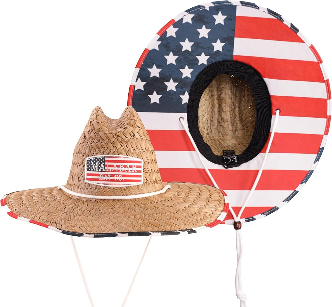 Fabric Pattern Print Straw Sunhat Men & Women, Lifeguard Hat, Beach, Swim, Cruise, Paddle Board, ... | Amazon (US)