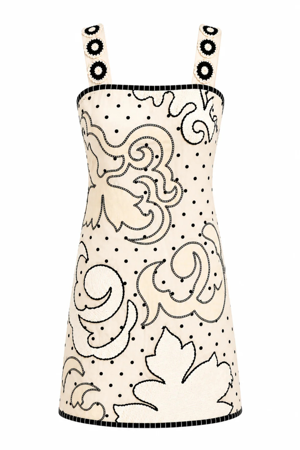 Lills Ivory Noir Dotted Embroidery Mini Dress | Anna Cate Collection