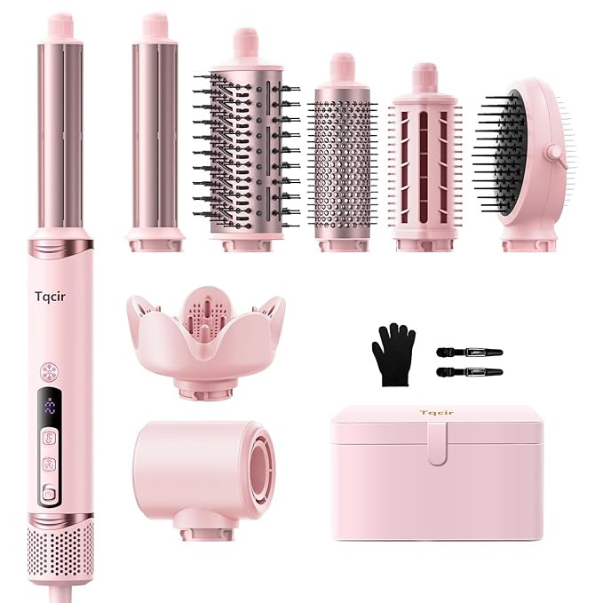 8-in-1 Professional Hot Air Styler&Hair Dryer Brush, Powerful Multi-Styler with Auto-Wrap Curler ... | Amazon (US)