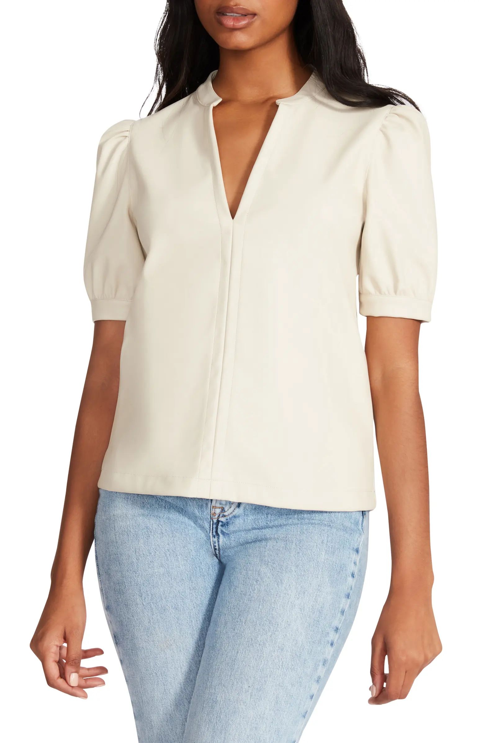 Jane Puff Sleeve Faux Leather Top | Nordstrom