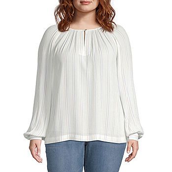 a.n.a-Plus Womens Long Sleeve Button-Front Shirt | JCPenney