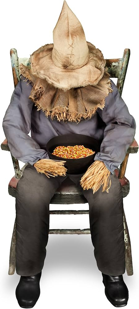 Spirit Halloween 4 Ft 7 In Sitting Scarecrow Animatronic, Multicolor | Amazon (US)