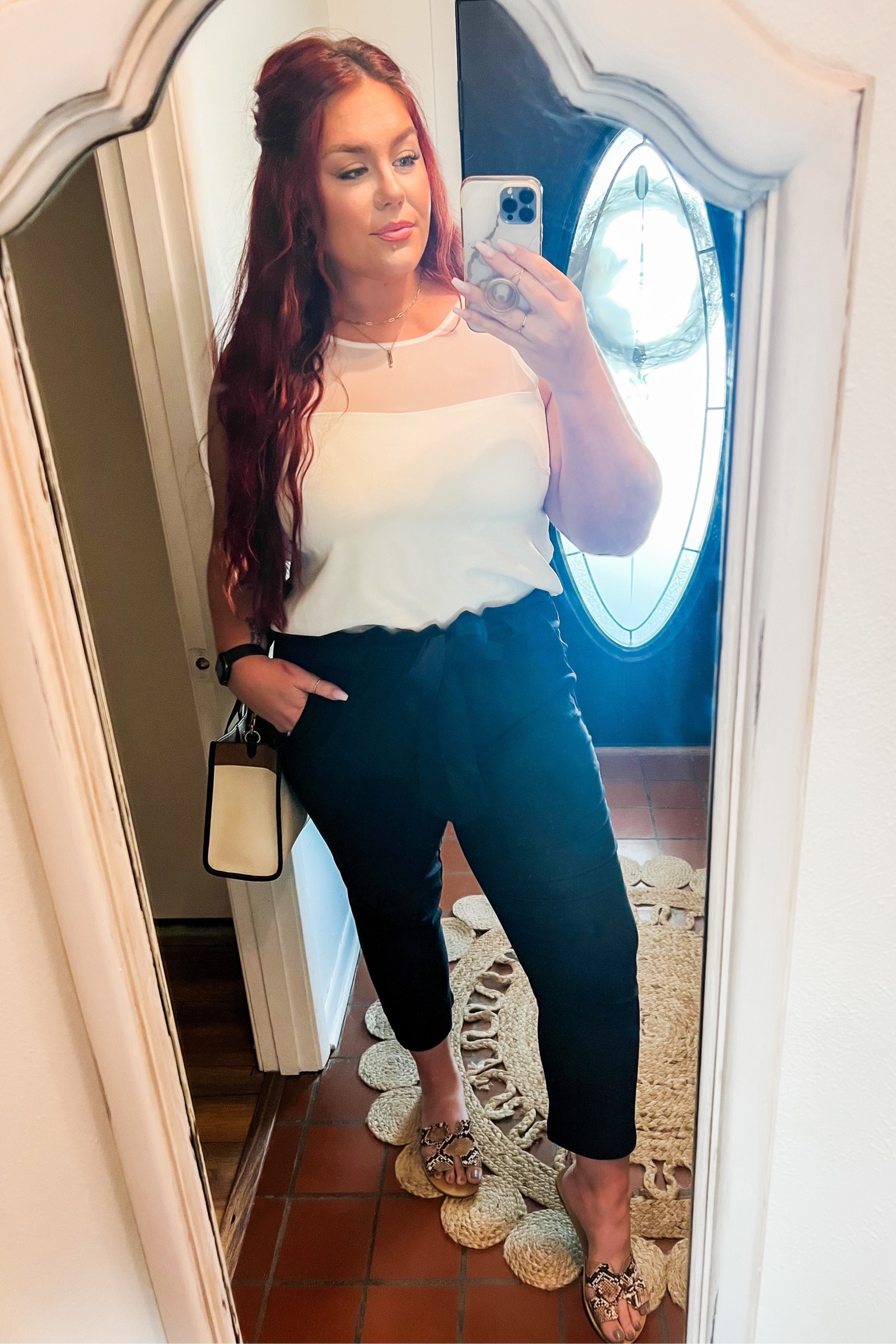 My REALTOR #ootd - Super comfy and super cute black and white work outfit with some snakeskin slides to give it something interesting! 

Top - XL
Pants - XL 
Shoes - 11

#LTKunder50 #LTKworkwear #LTKmidsize