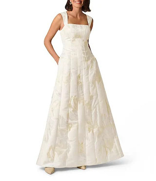 Sleeveless Metallic Jacquard A Line Midi Dress | Dillard's