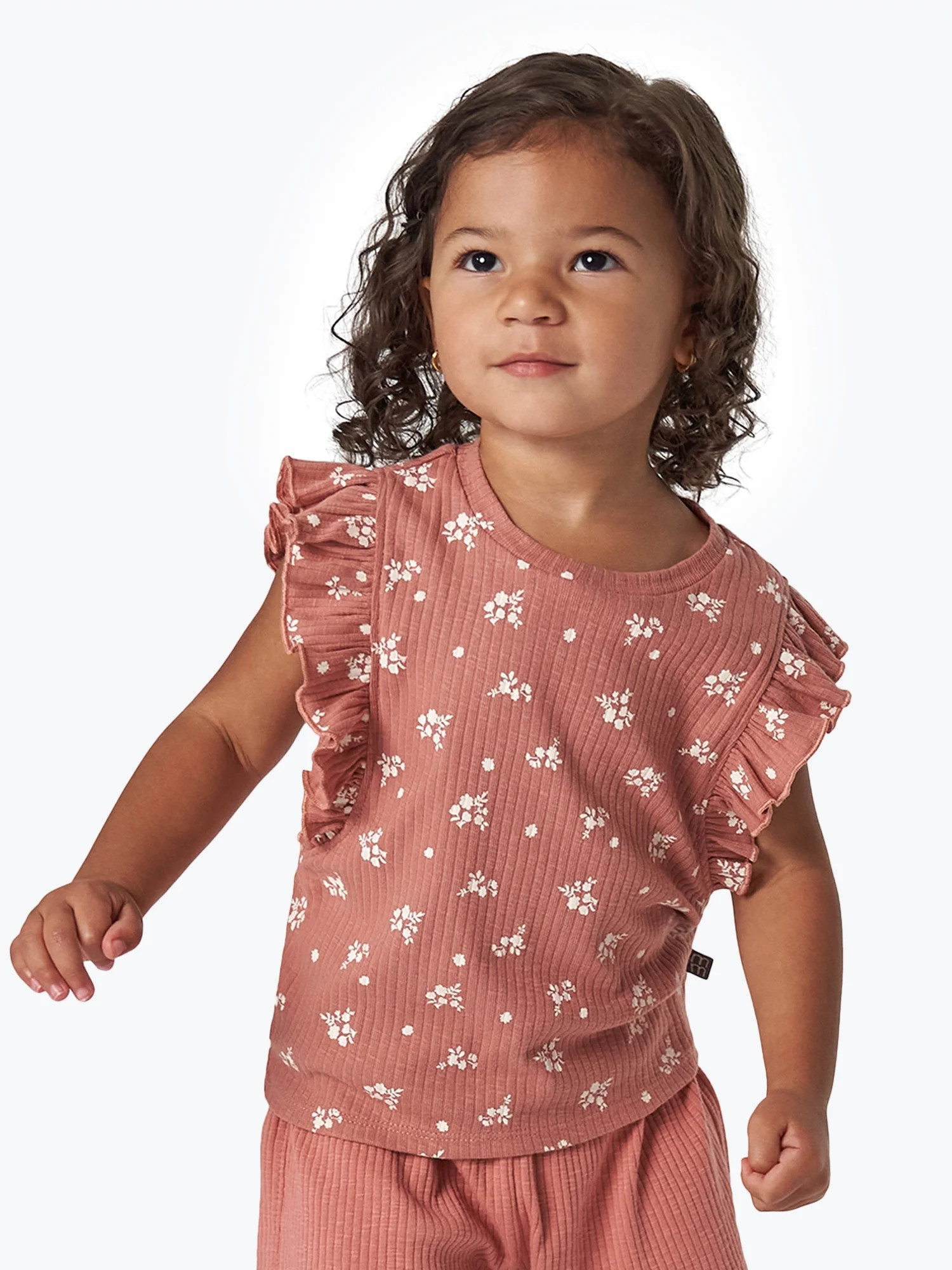Modern Moments By Gerber Toddler Girl Organic Ruffled Sleeve Top, Sizes 12M-5T | Walmart (US)