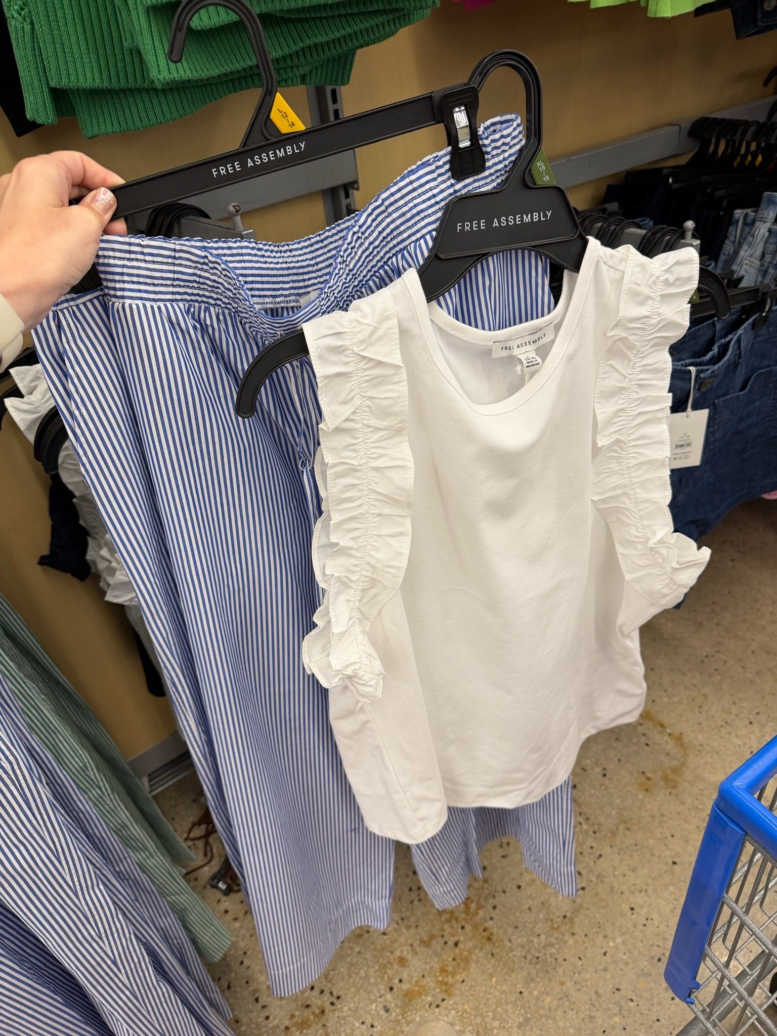 Summer outfit perfection at Walmart with these stripe wide pants and ruffle detail tank, very anthro or free people or Boden #walmartfashion