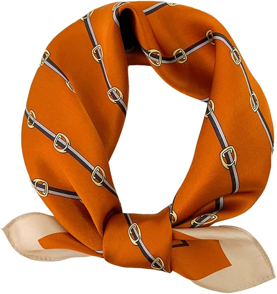 Aufeel 100% Real Mulberry Silk Women Small Square Neck Scarfs 21" Lightweight Headscarf Printed N... | Amazon (US)