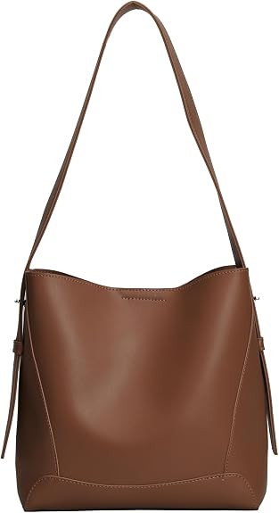 Barsine Leather Bucket Tote Purse for Women Tote Bag and Handbags Shoulder Bag with Pockets and M... | Amazon (US)