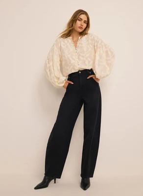 Black Ultimate Relaxed Barrel Leg Jeans | Mint Velvet