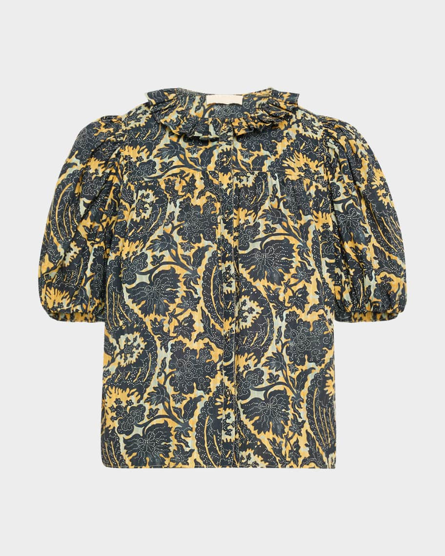 Amari Ruffle Short-Sleeve Blouse | Neiman Marcus