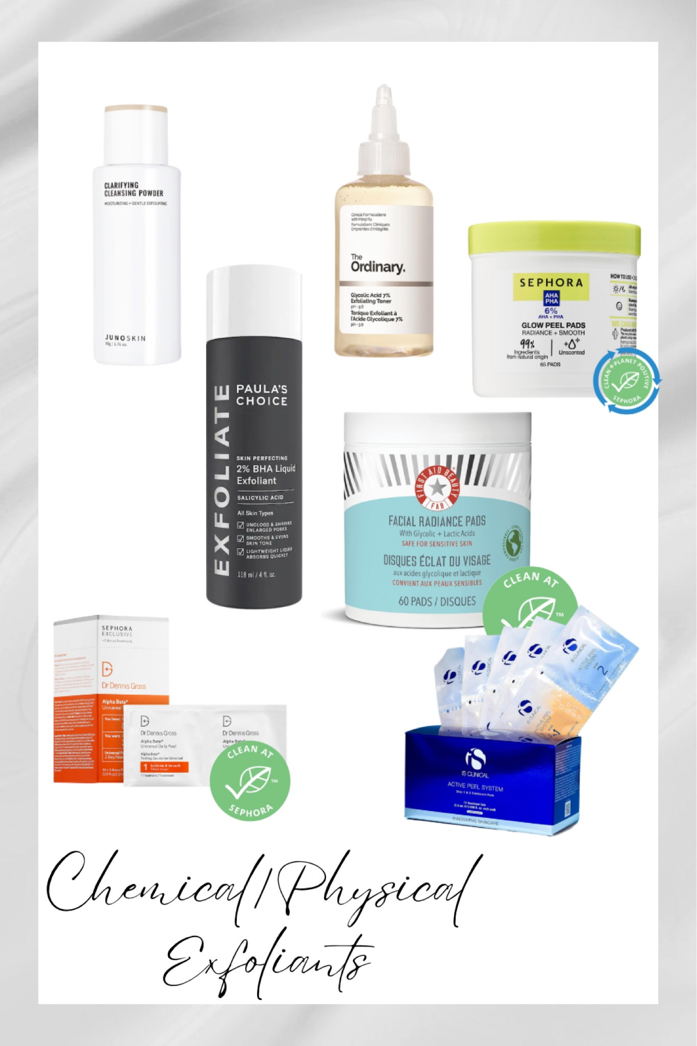 Chemical and Physical Exfoliants I love! Some are great for daily use or others 2-3 times a week! Definitely start slow with these! 

#LTKbeauty #LTKfindsunder100