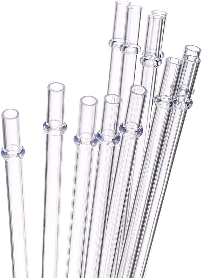 DAKOUFISH 7" Short Clear Reusable Plastic Replacement Drinking Straws for 16 oz,12 oz Mason Jar,T... | Amazon (US)