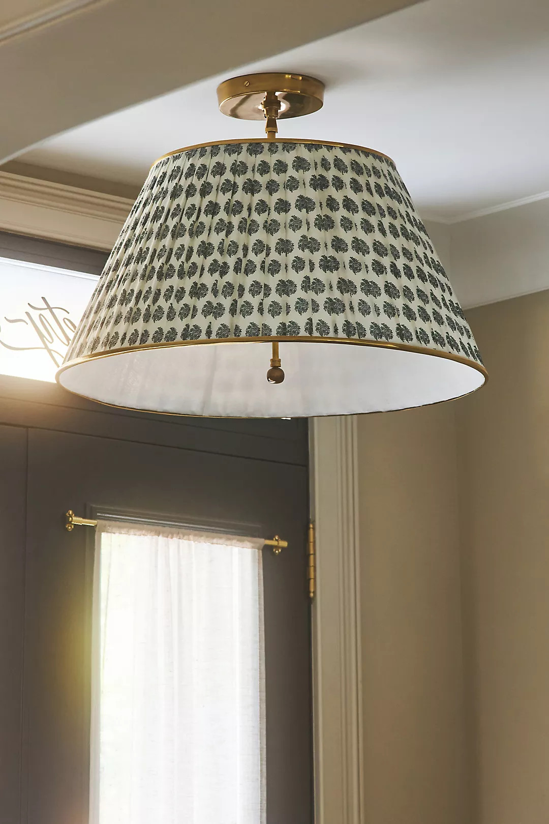 Lee Brass 24" Ruched Printed Semi-Flush Mount Pendant Light | Anthropologie (US)