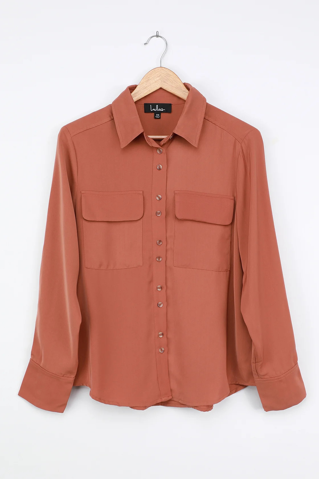 Adventure Seeking Terra Cotta Long Sleeve Button-Up Top | Lulus (US)