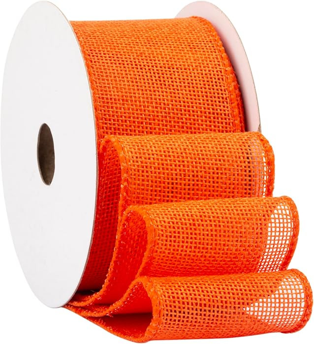 10-Yard Orange Burlap Ribbon Wired Burlap Ribbon - 2 Inch Width for Gift Wrapping, Floral Arrange... | Amazon (US)