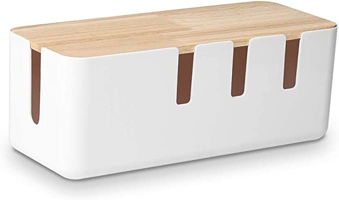 Cable Management Box by Baskiss, 12x5x4.5 inches, Wood Lid, Cord Organizer for Desk TV Computer U... | Amazon (US)