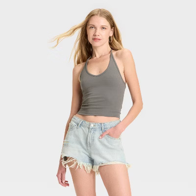 Women's Interlock Halter Tank Top - Wild Fable™ Gray S | Target